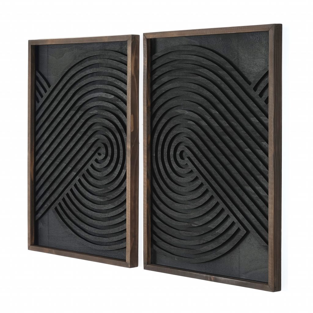 Modern 2-Piece Geometric Wood Wall Art Set for Bedroom, Panels for Hanging Headboard, Large Size