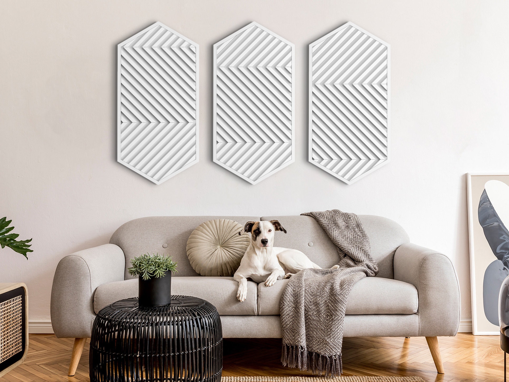 Modern Wood Wall Art Hexagon wall wood art Geometric Wood wall art