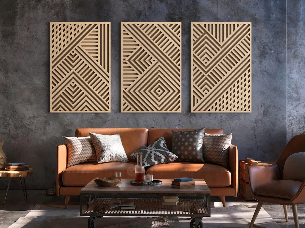 Wood Wall Art Set | Geometric Wooden Wall Panels | Abstract Wooden Wall ...