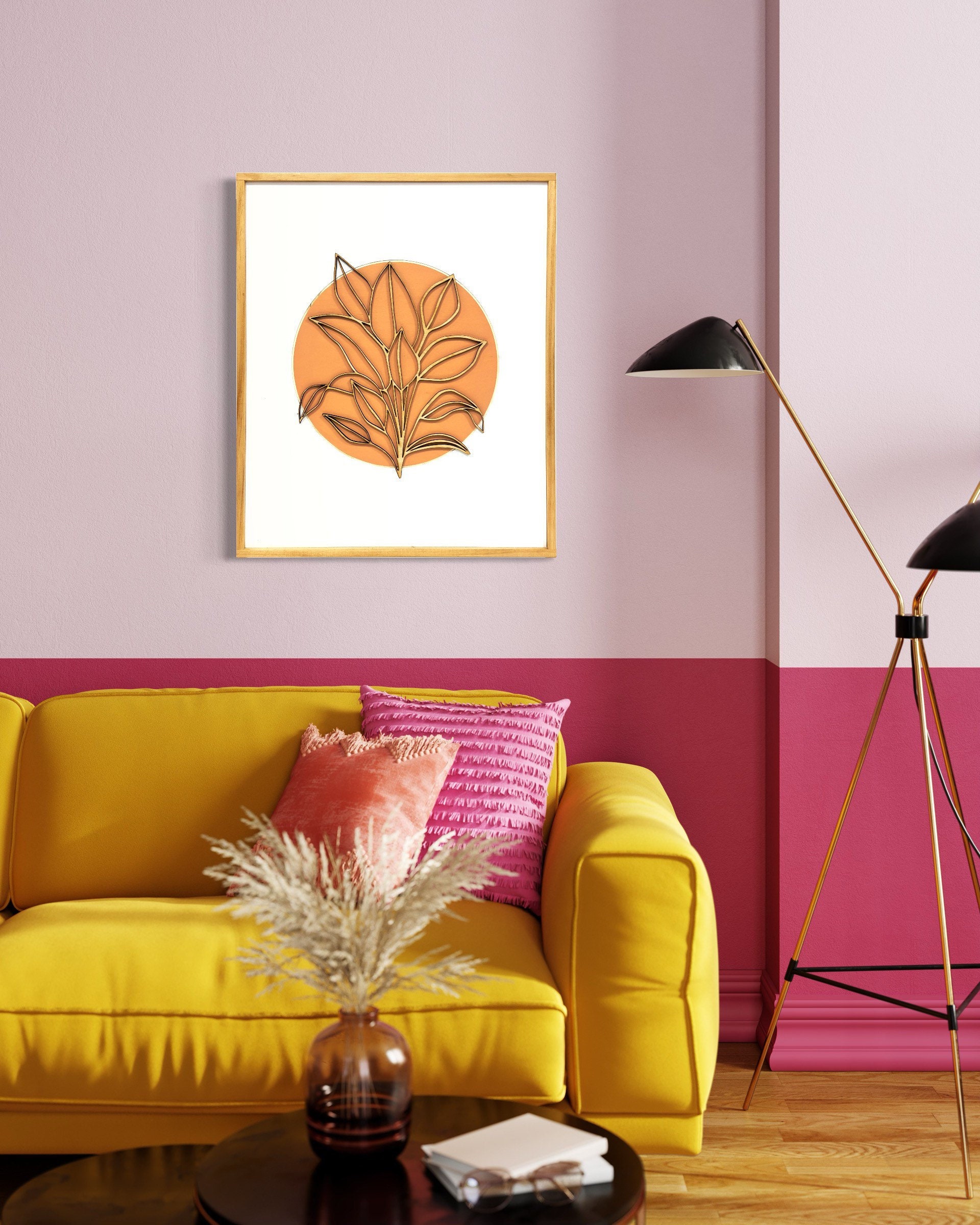 Boho Plant Wall Hanging Minimalist Leaf Wood Art Botanical Living