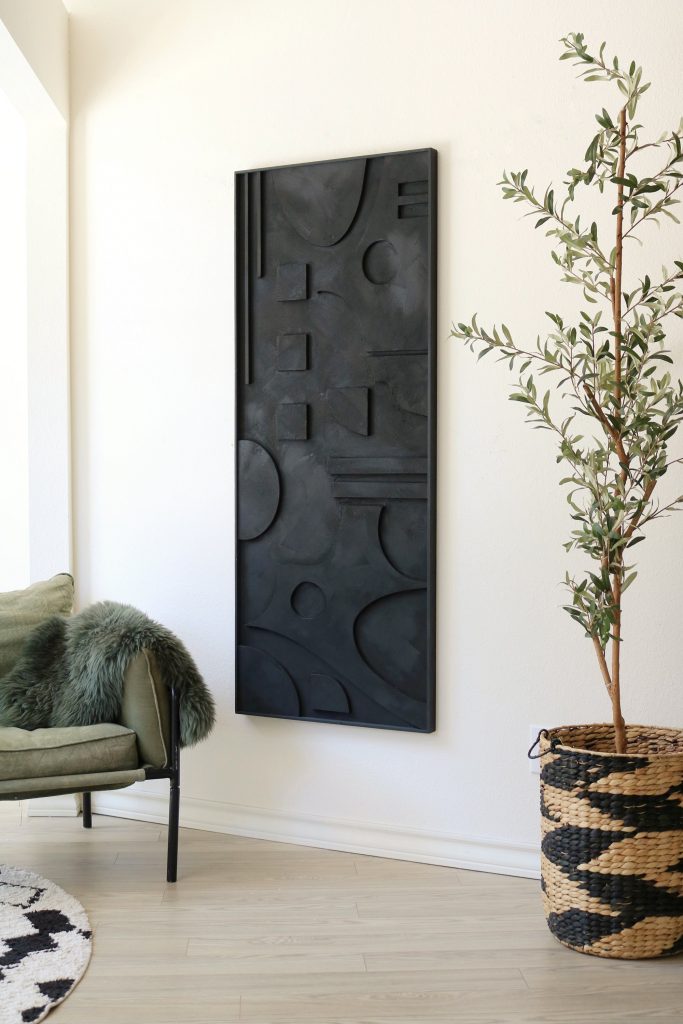 Abstract dimensional relief: 3D Black Wall Sculpture for Home Decor - Textured Art Bloom