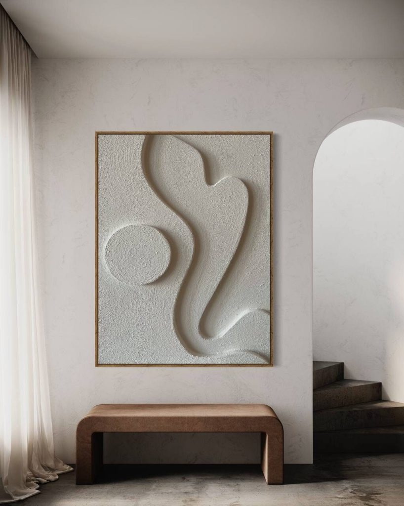 Bloom Inception - Beige 3D Relief Art & Sculpture Wall Decor on Stretched Canvas, Wabi-Sabi Style