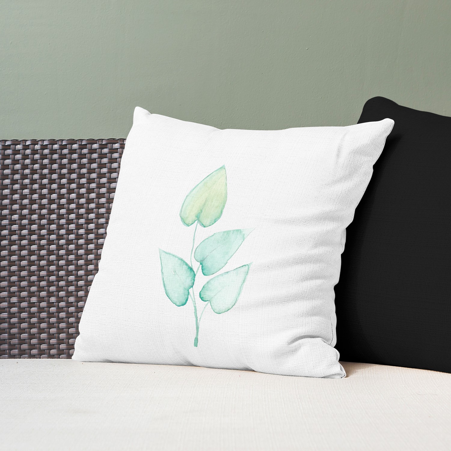 Red sofa with pillow and light lamp