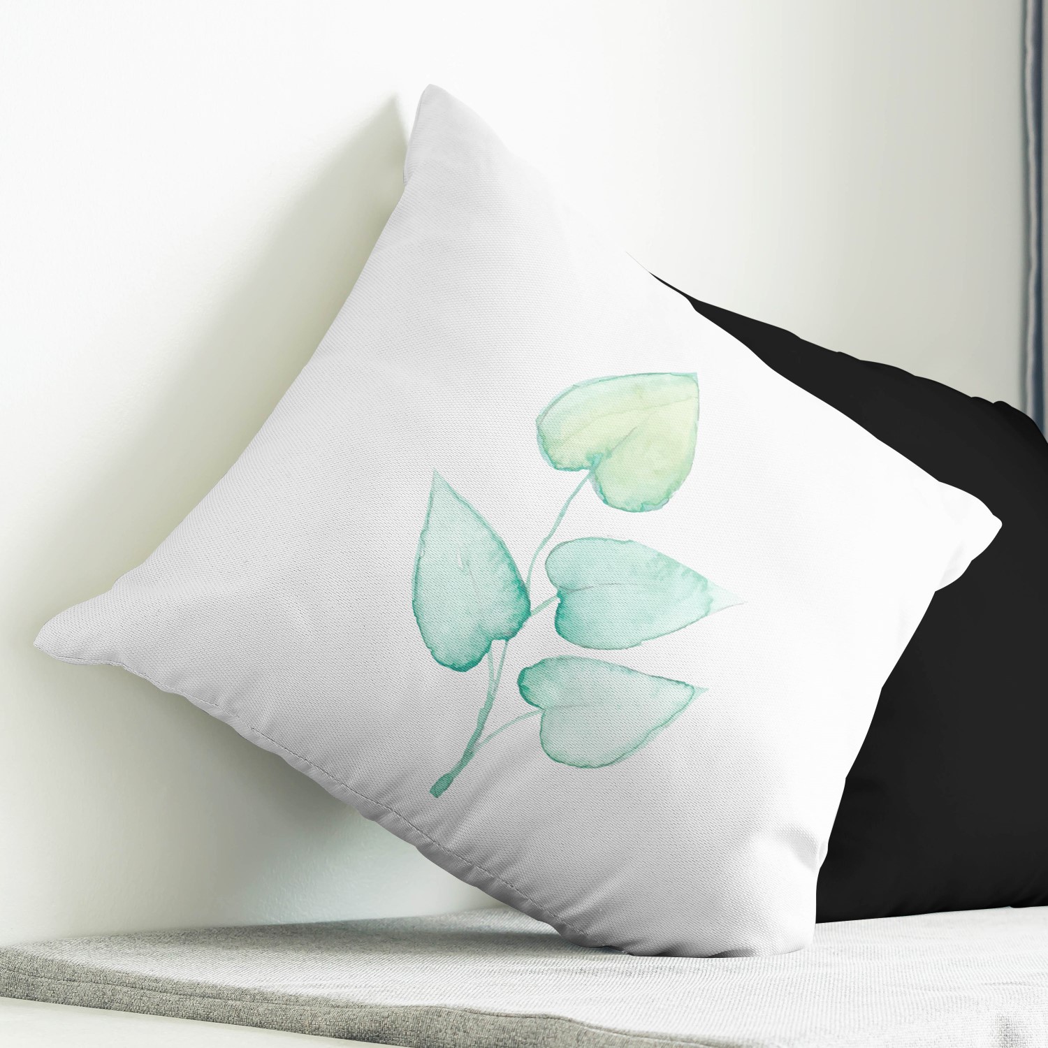 Red sofa with pillow and light lamp