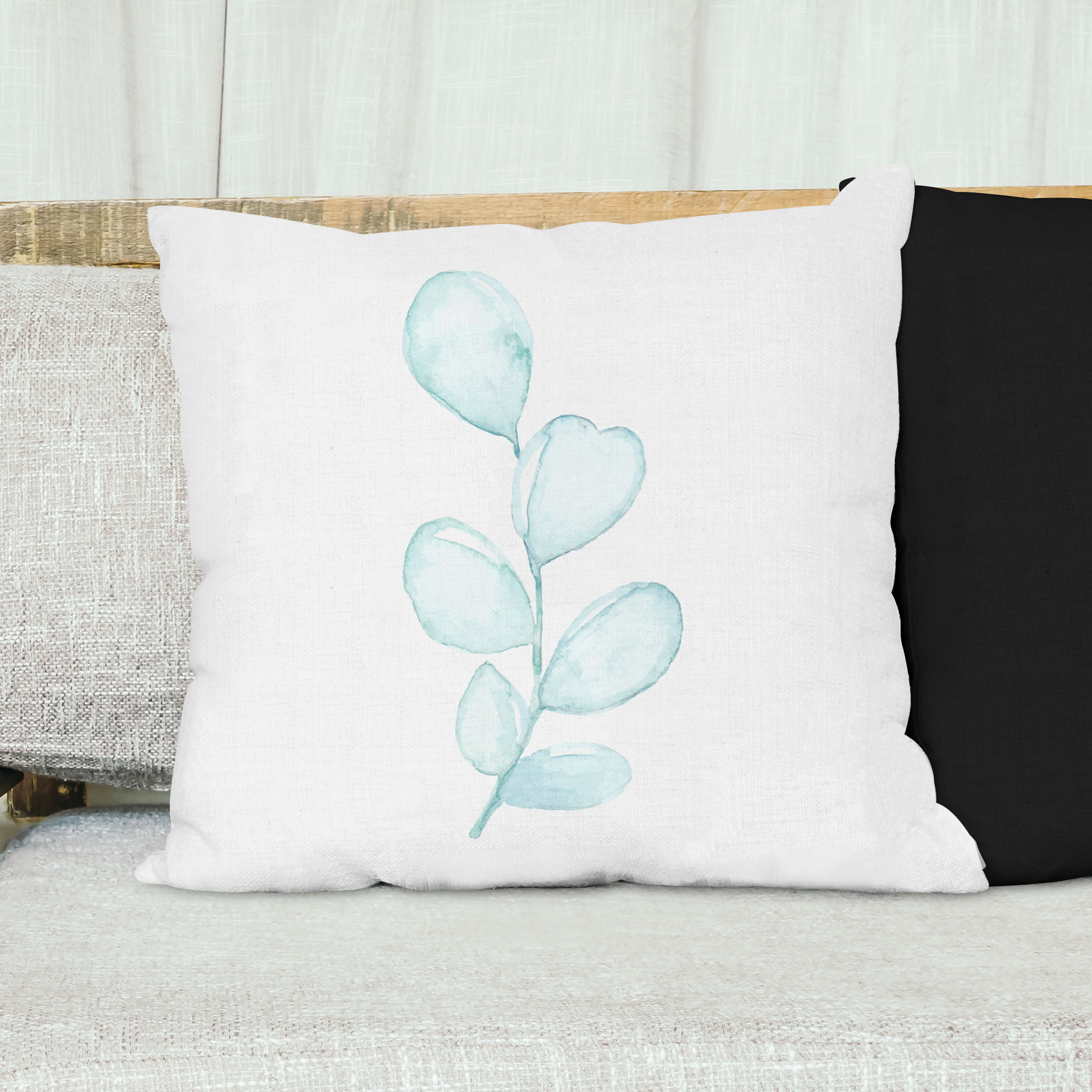 Red sofa with pillow and light lamp