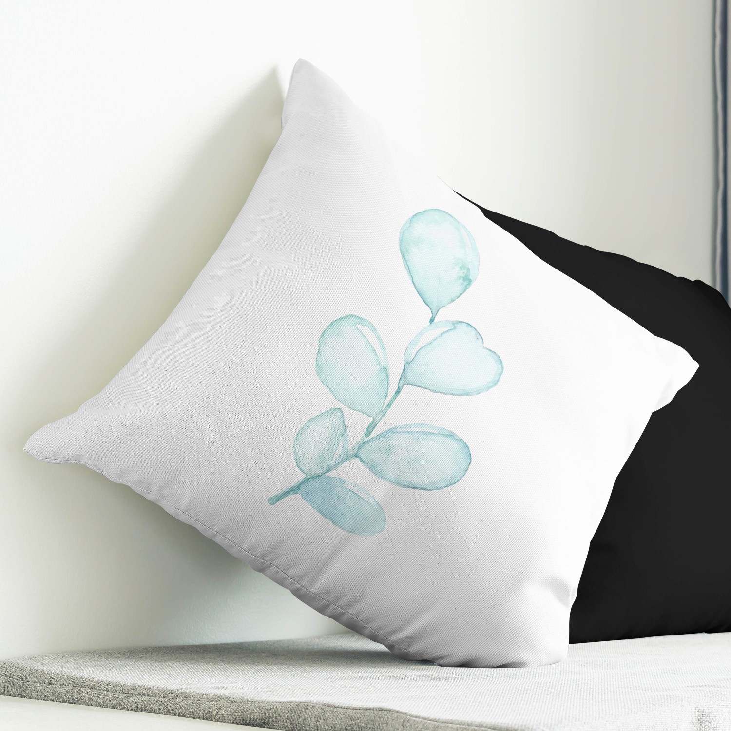 Red sofa with pillow and light lamp