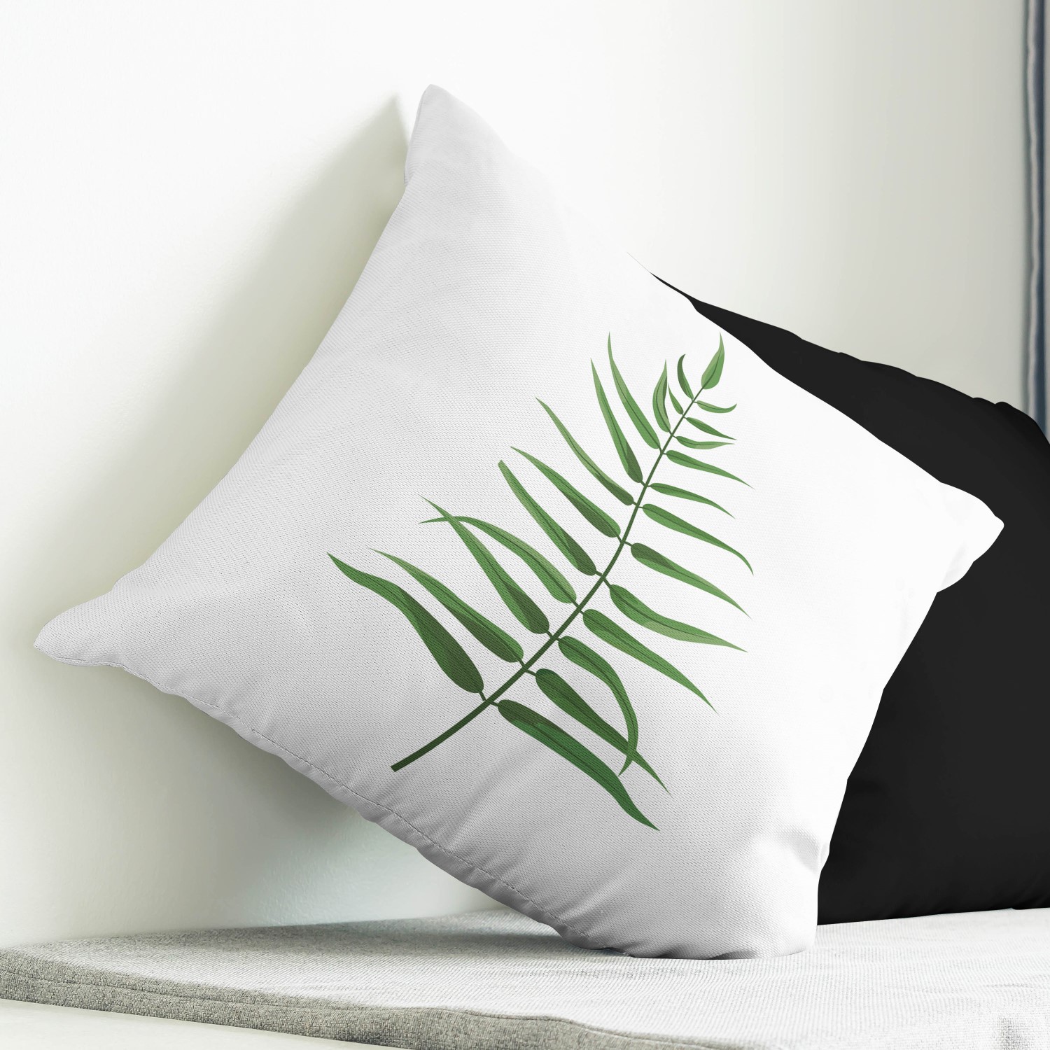 Red sofa with pillow and light lamp