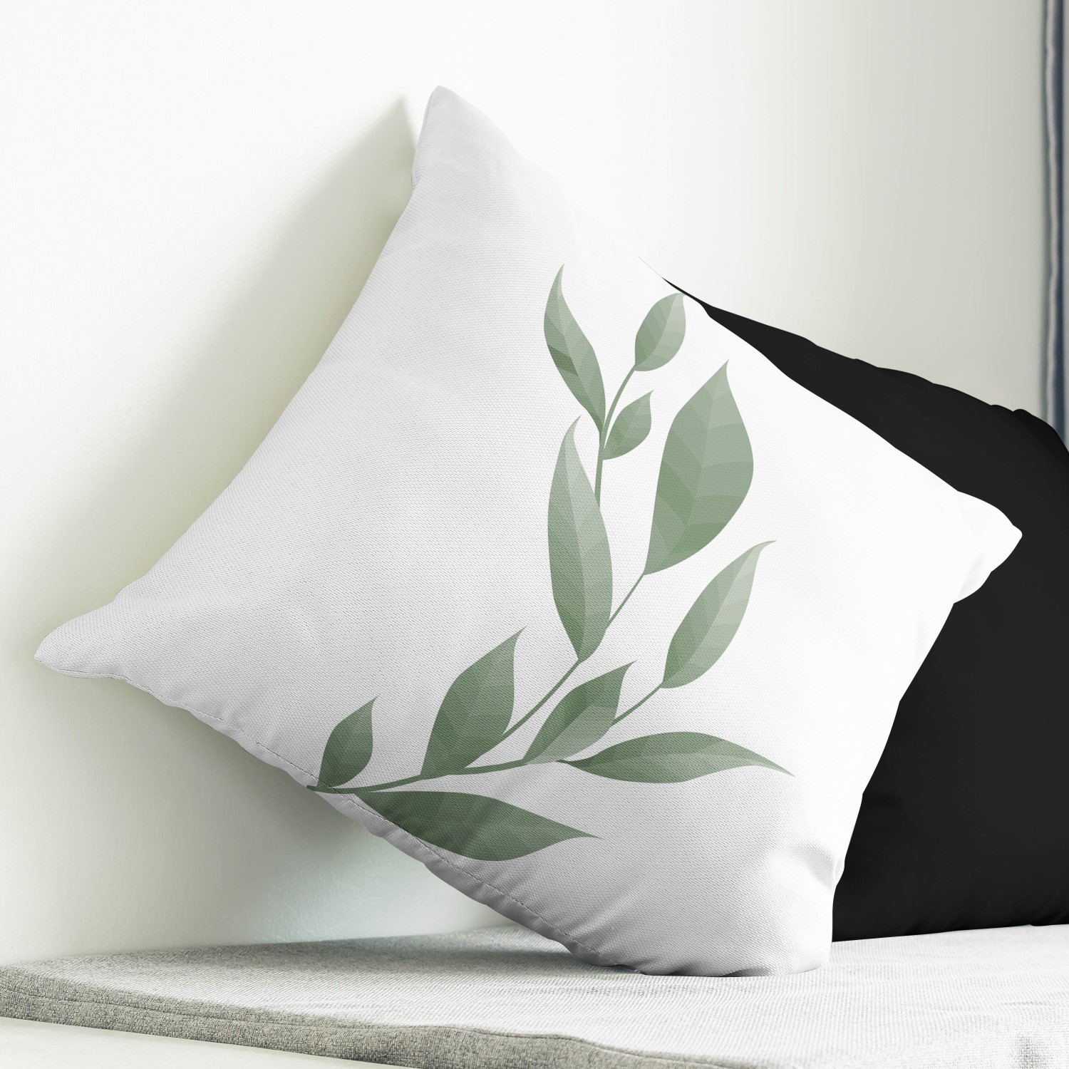 Red sofa with pillow and light lamp