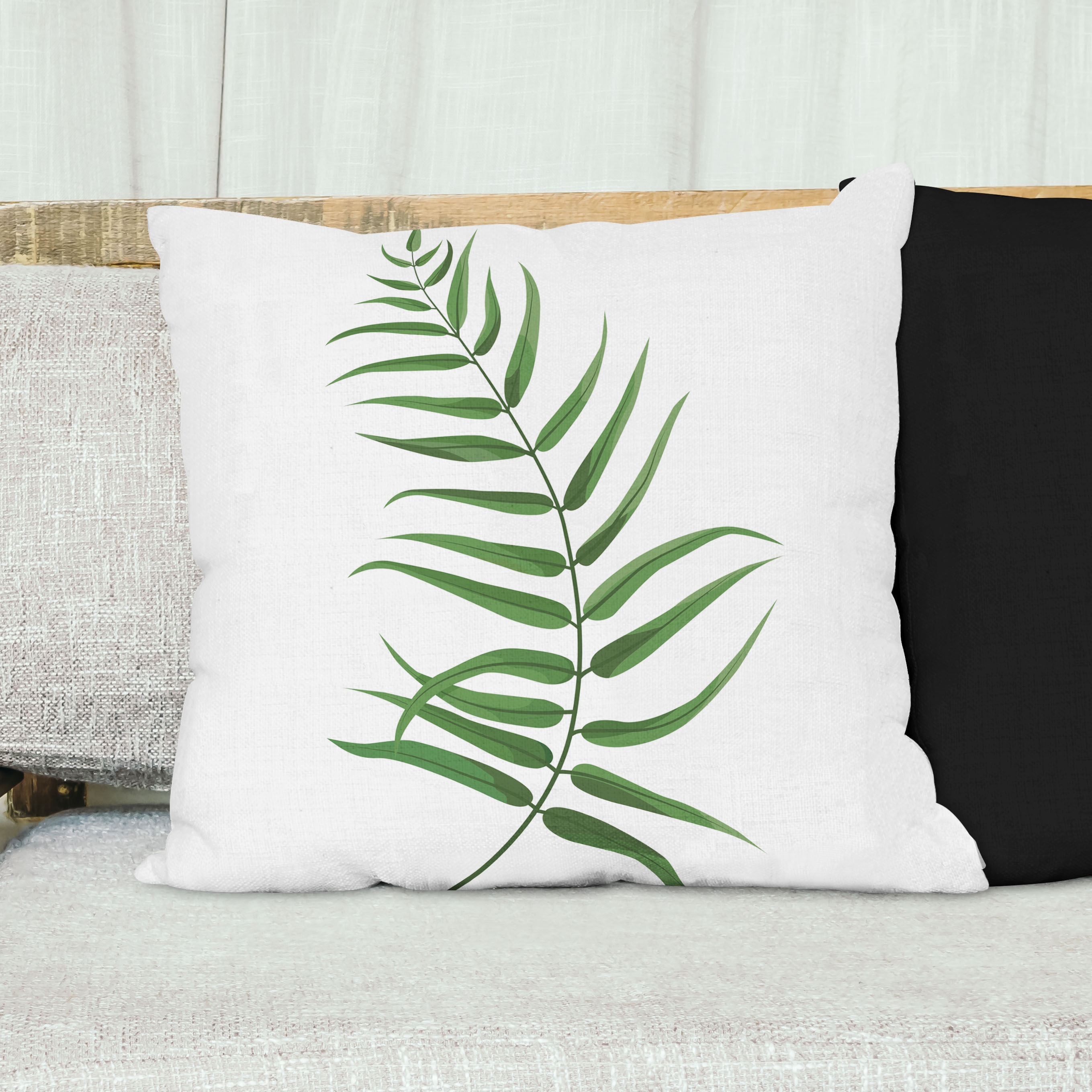 Red sofa with pillow and light lamp