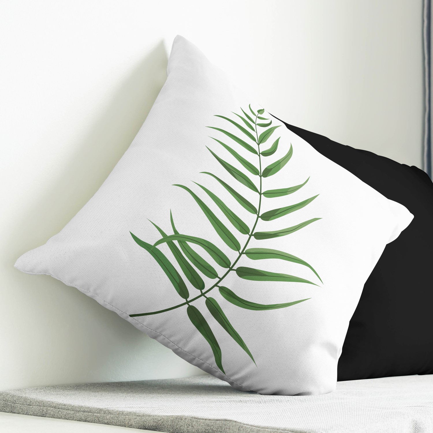 Red sofa with pillow and light lamp