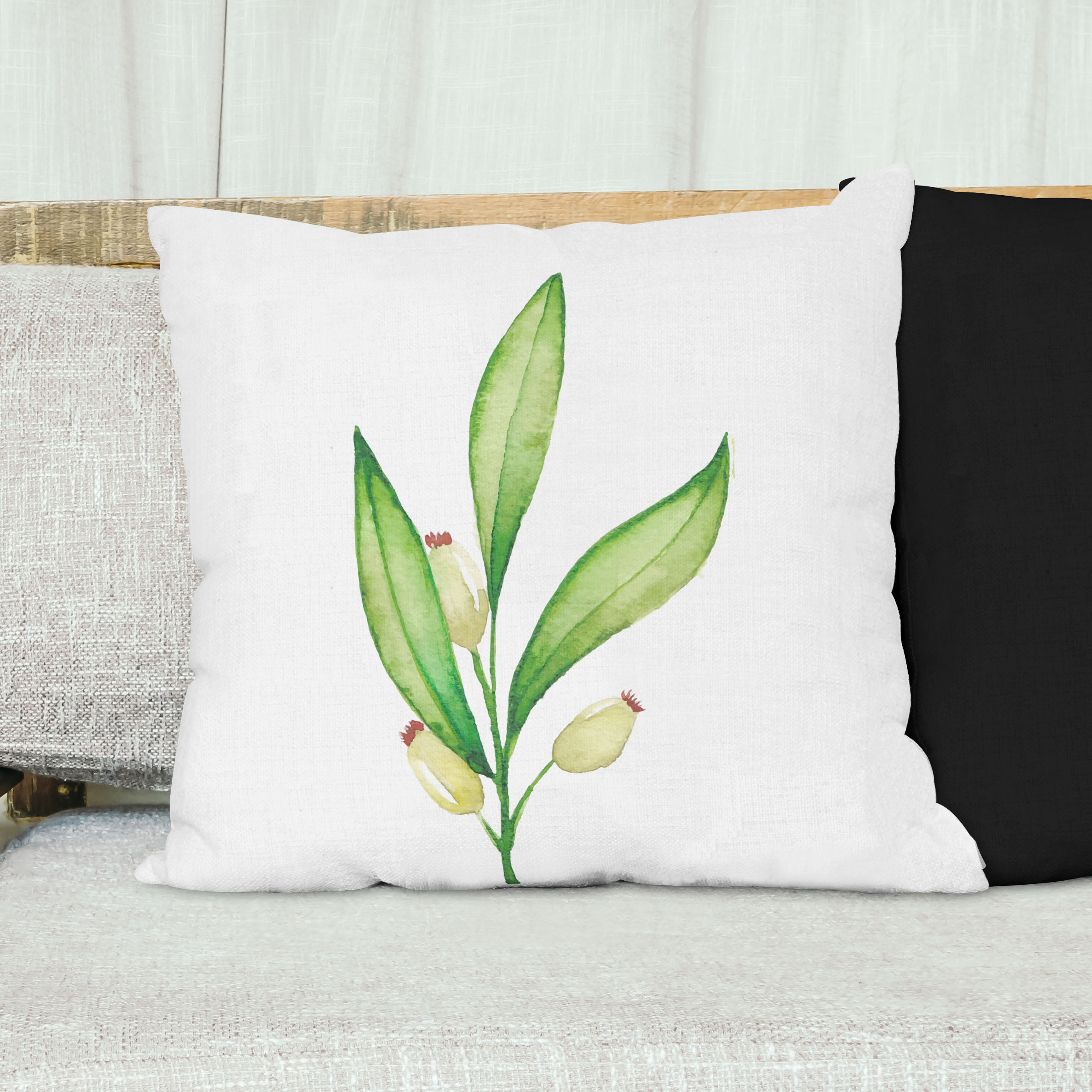 Red sofa with pillow and light lamp