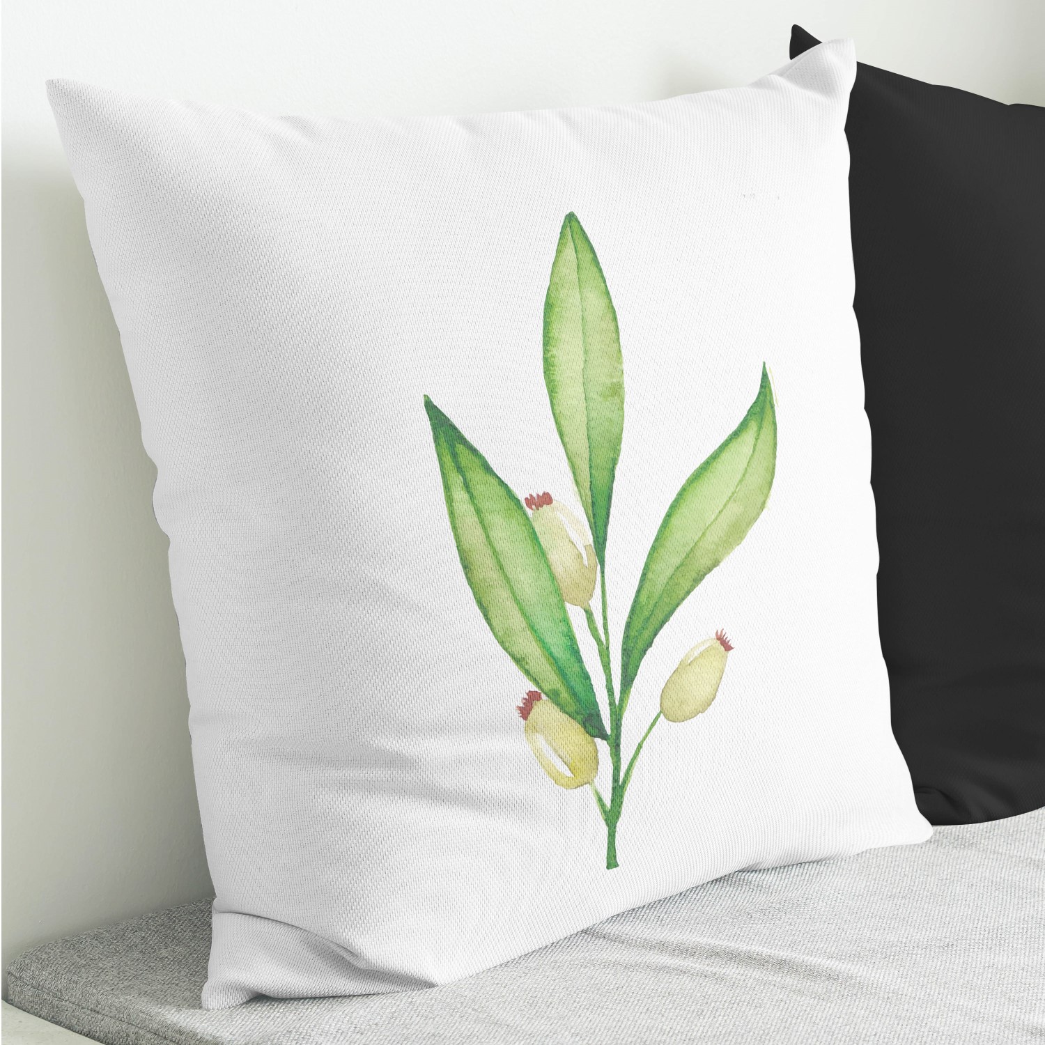 Red sofa with pillow and light lamp