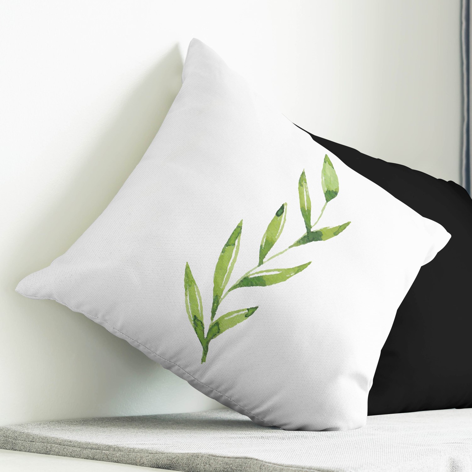 Red sofa with pillow and light lamp