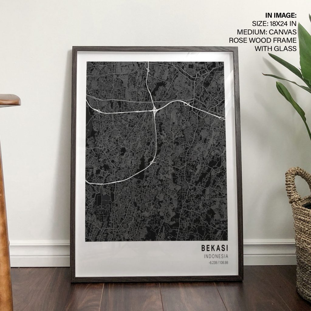 Minimalist Map of Bekasi Indonesia – Home Decor