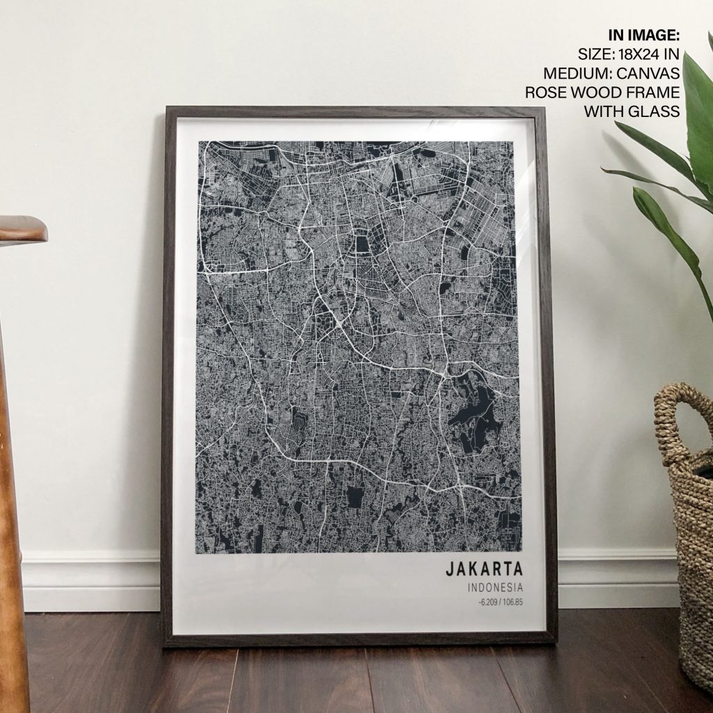Modern Jakarta Map – Wall Hanging