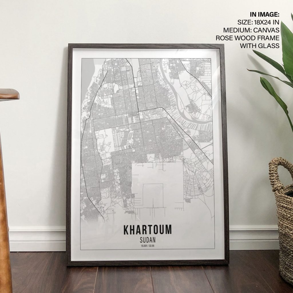 Minimalist Map of Khartoum Sudan – Wall Painting