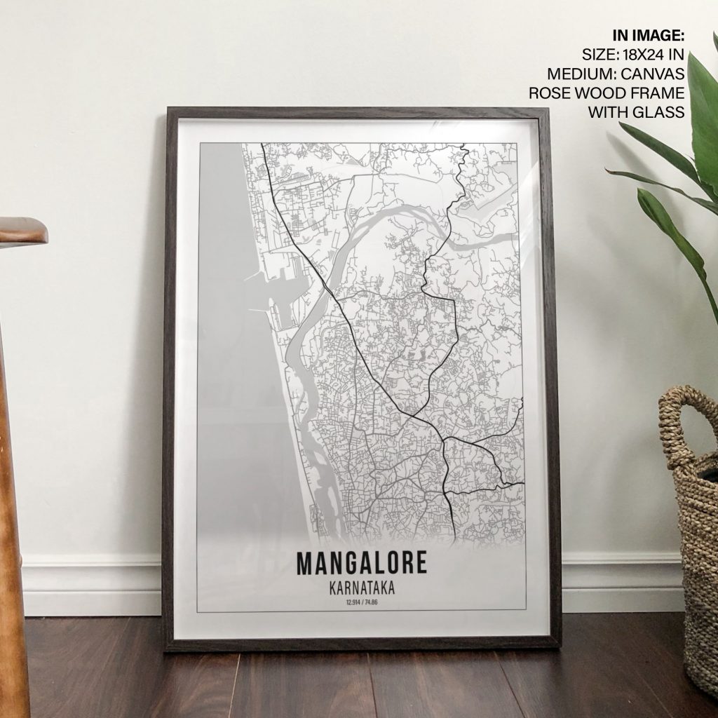 Minimalist Map Mangalore Karnataka – Wall Hanging