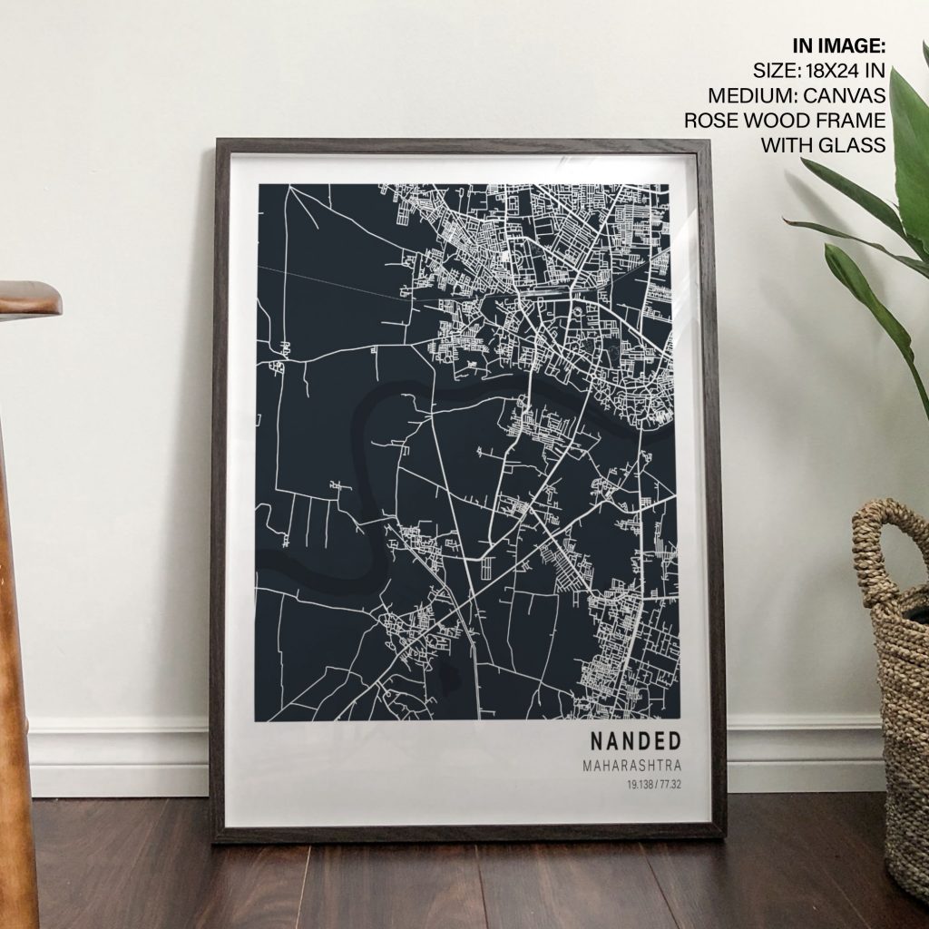 Minimalist Map of Nanded – Wall Hanging