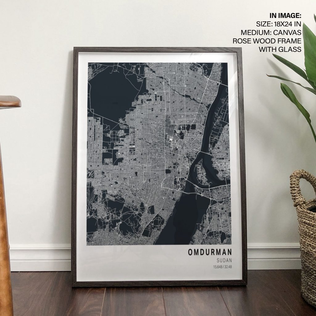 Minimalist Map of Omdurman Sudan – Wall Painting