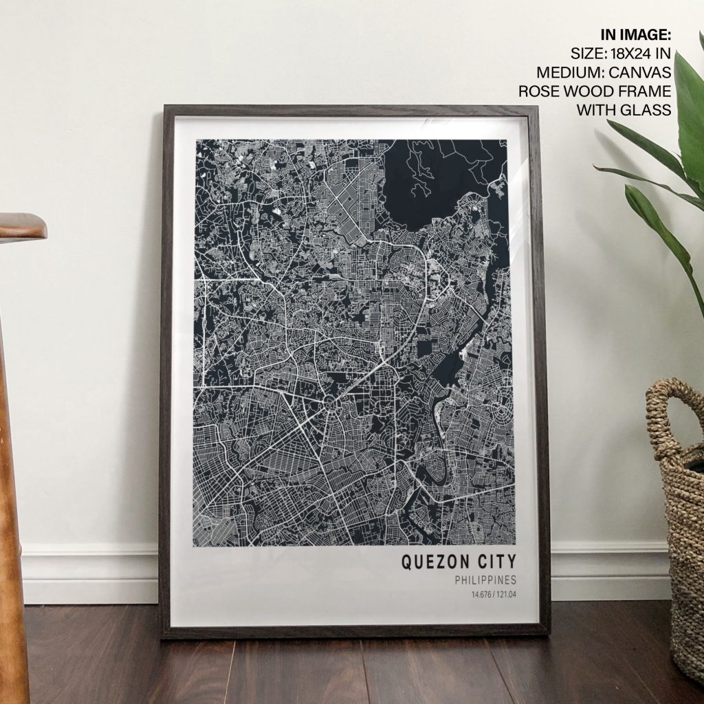 Minimalist Quezon City Street Map Contemporary – Home Decor