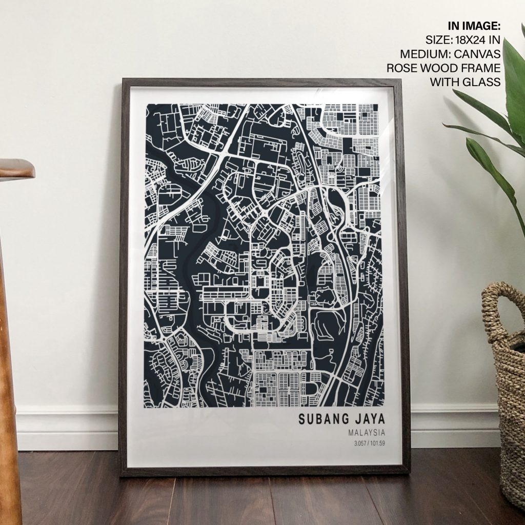 Minimalist Subang Jaya Malaysia Map White – Wall Decor