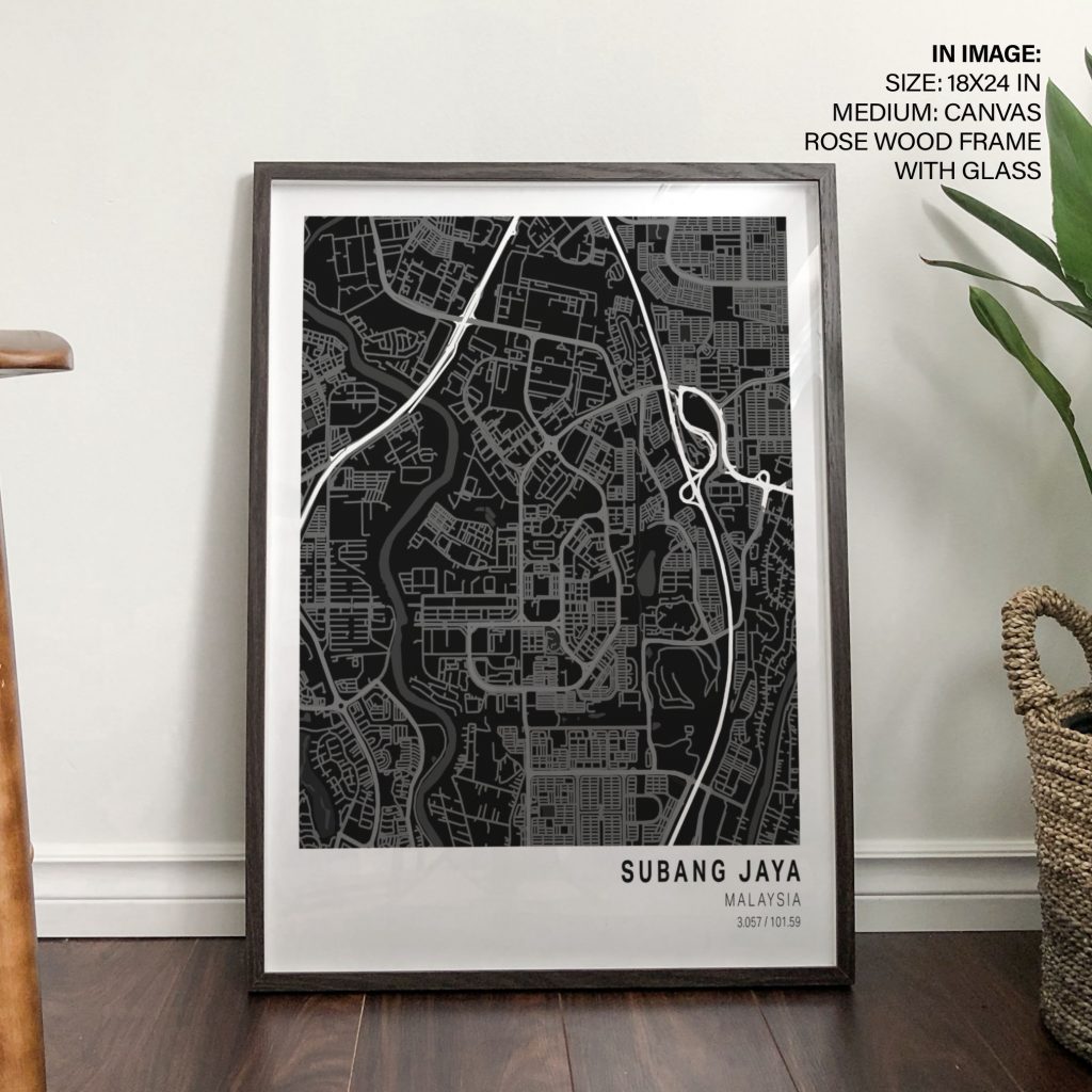 Minimalist Subang Jaya Map – Wall Hanging