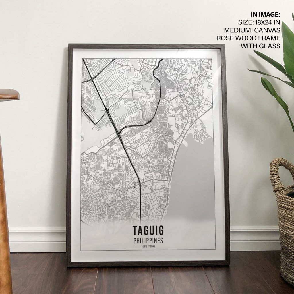 Minimalist Black and White Taguig Map – Wall Hanging