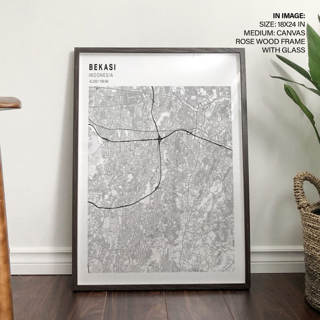 Minimalist Map Bekasi Indonesia – Wall Painting