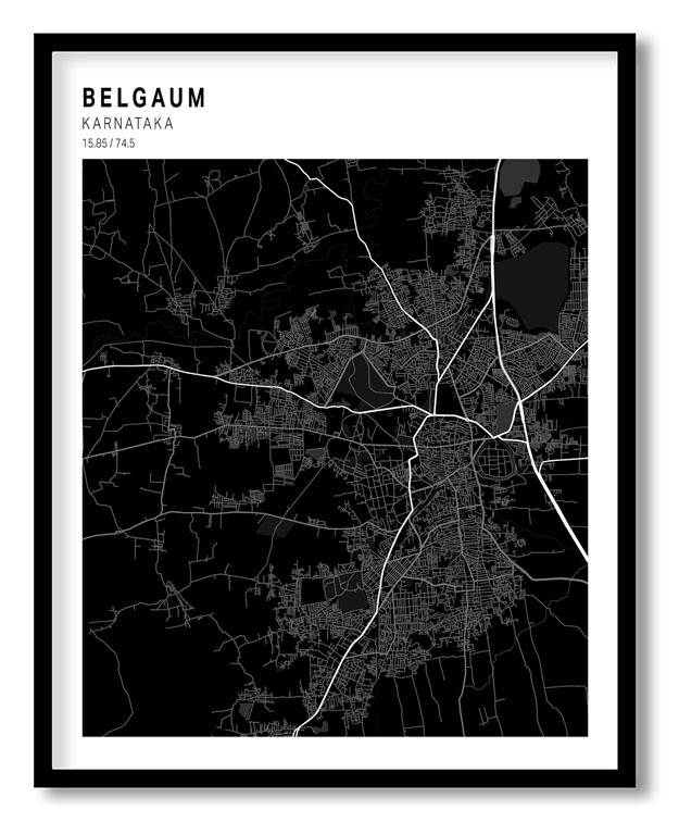 Pantone above black map of Belgaum