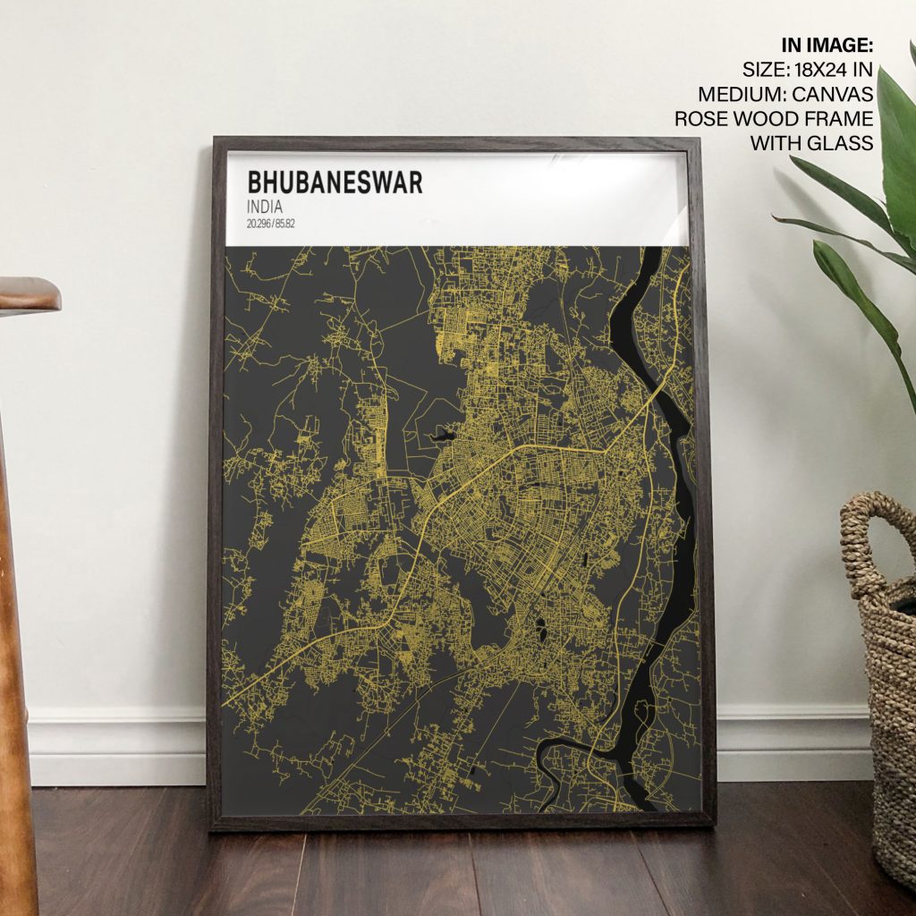 Modern Yellow Bhubaneswar Map – Wall Hanging