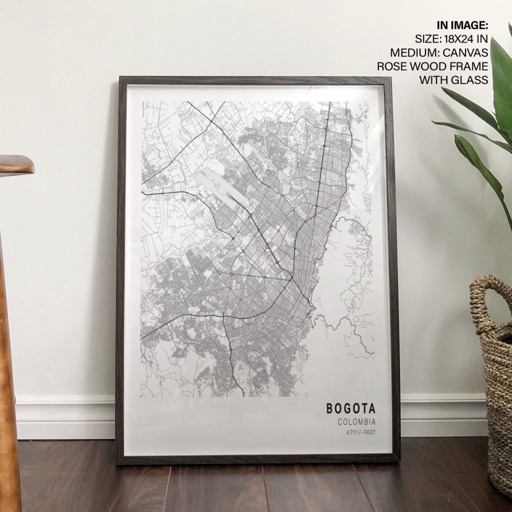 BOGOTA COLOMBIA 4 711 -74 07 - City Layout Coordinates – Wall Hanging