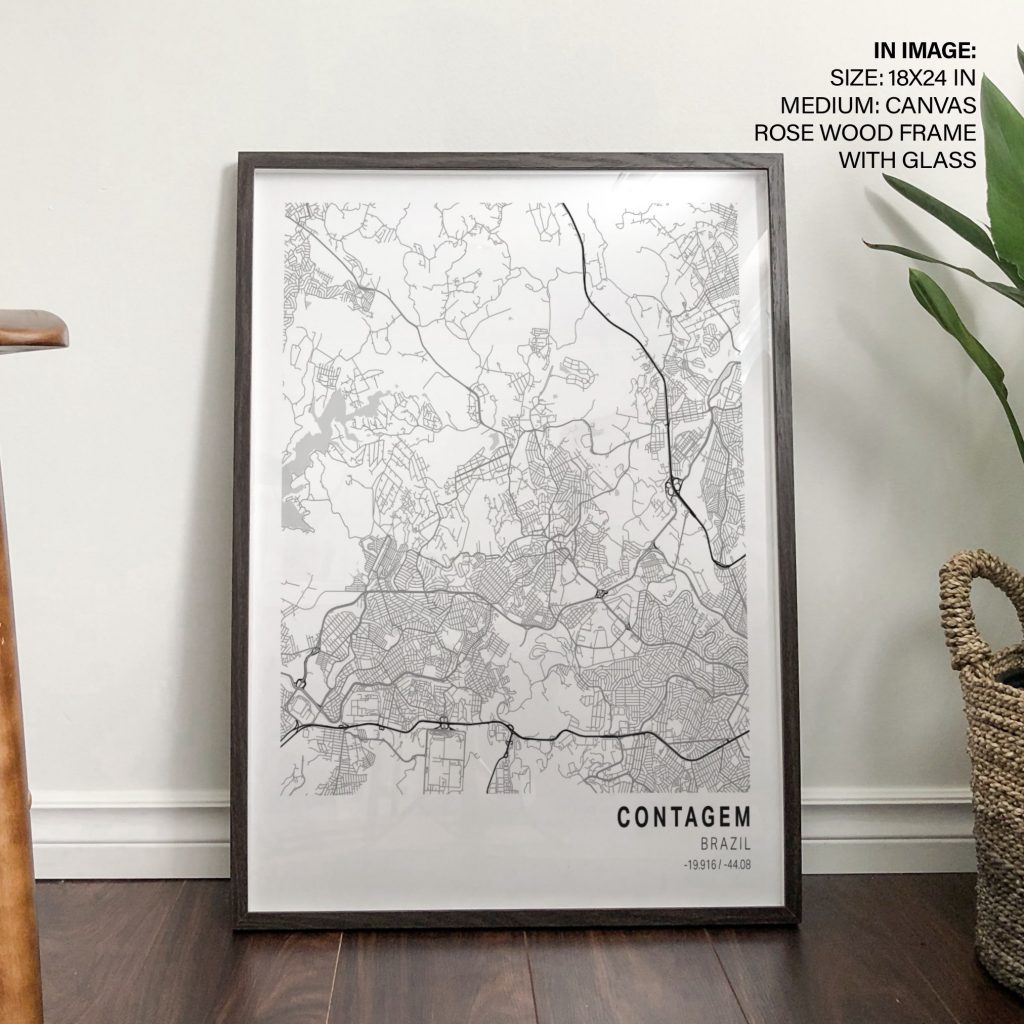 Minimalist Map Contagem Brazil – Home Decor