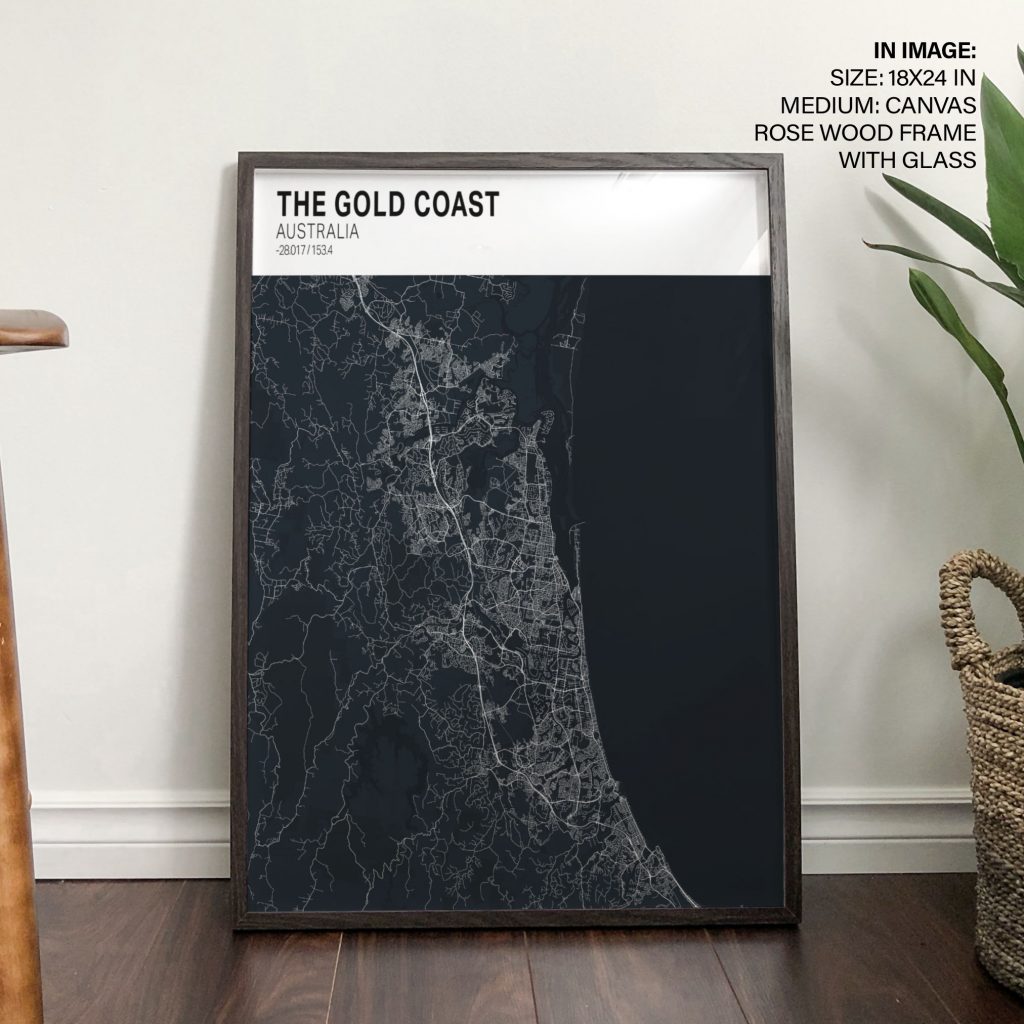 THE GOLD COAST AUSTRALIA -28 017 153 4 - Map Coordinates – Wall Painting