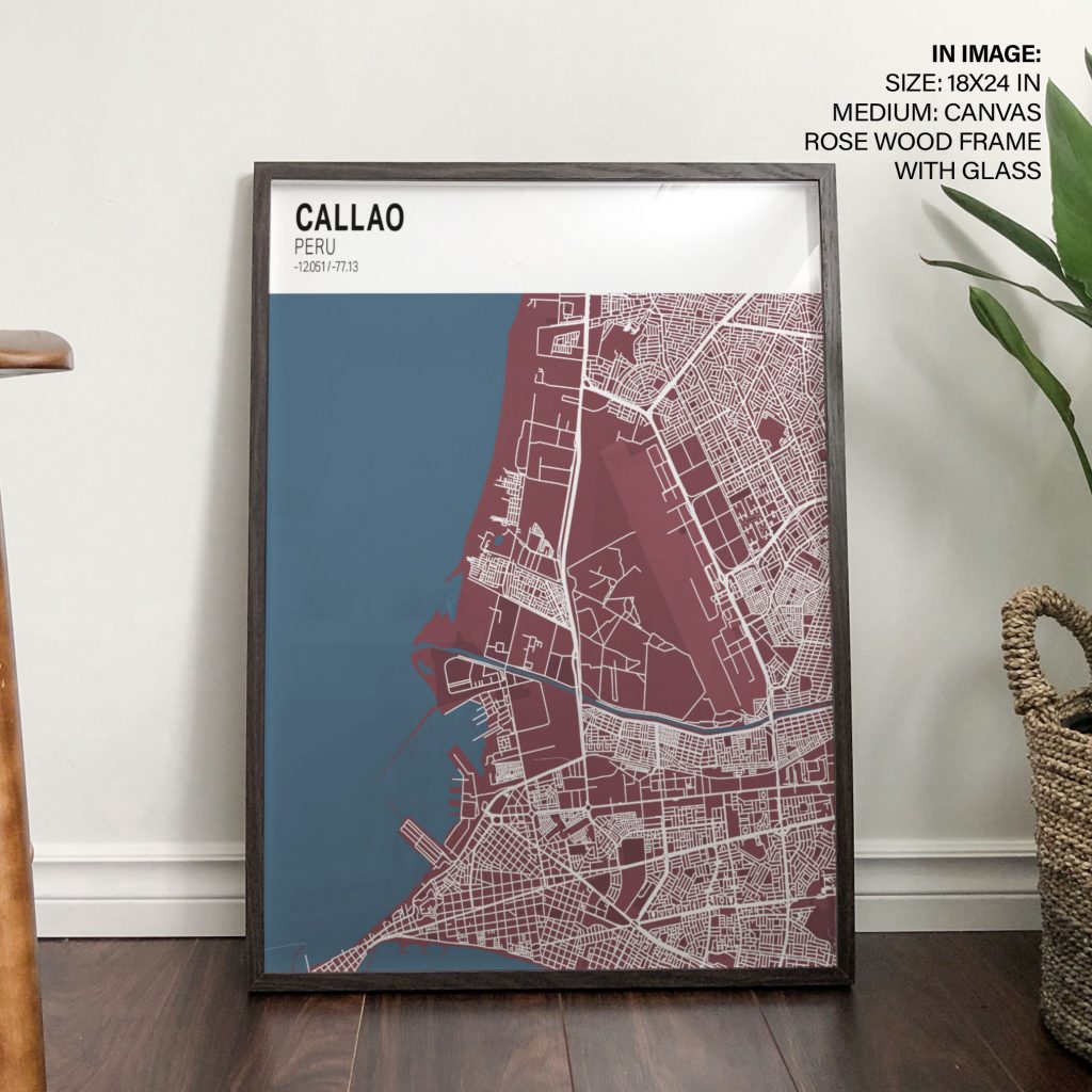 Minimalist Maroon Callao Map – Home Decor