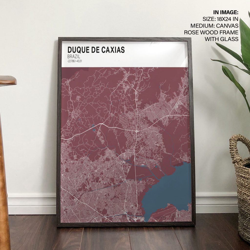 Minimalist Duque de Caxias Brazil Map Maroon – Wall Painting