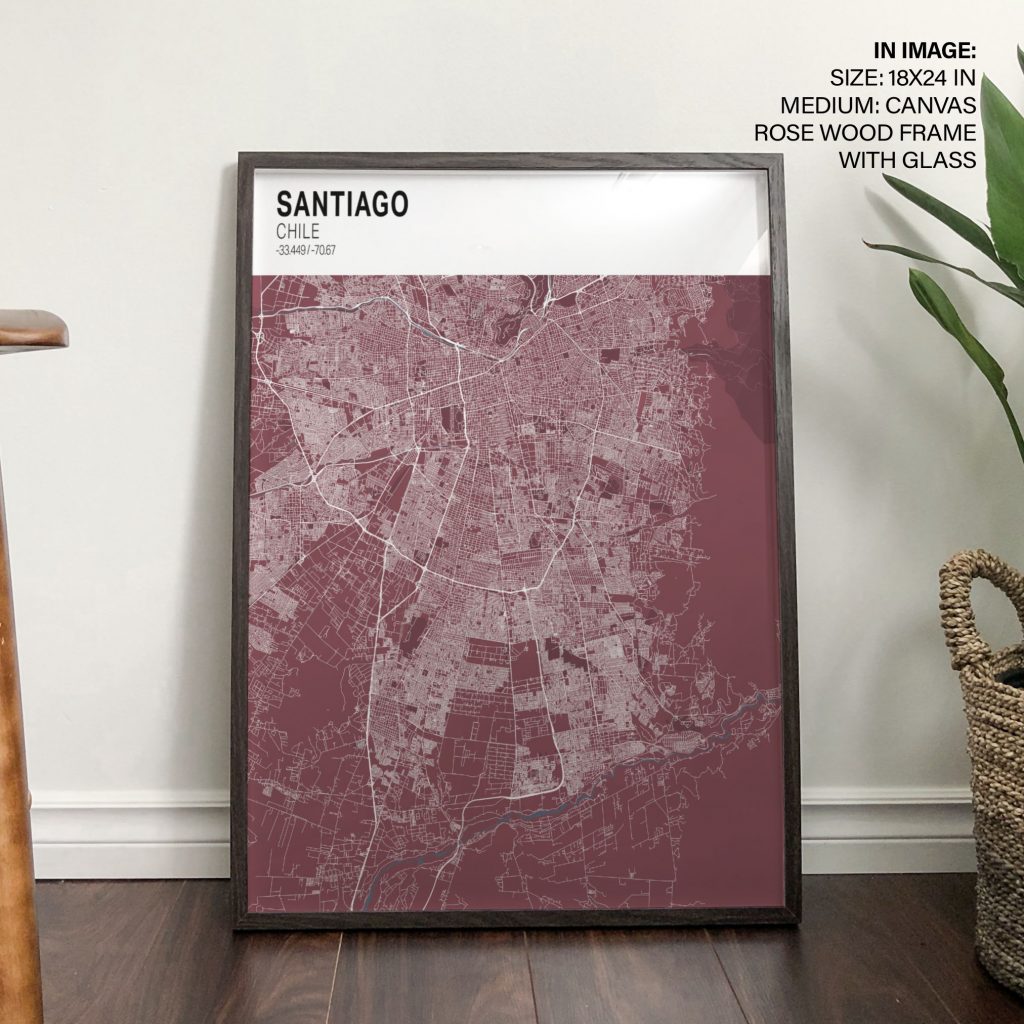 SANTIAGO CHILE -33 449 -70 67 - City Coordinates – Wall Art