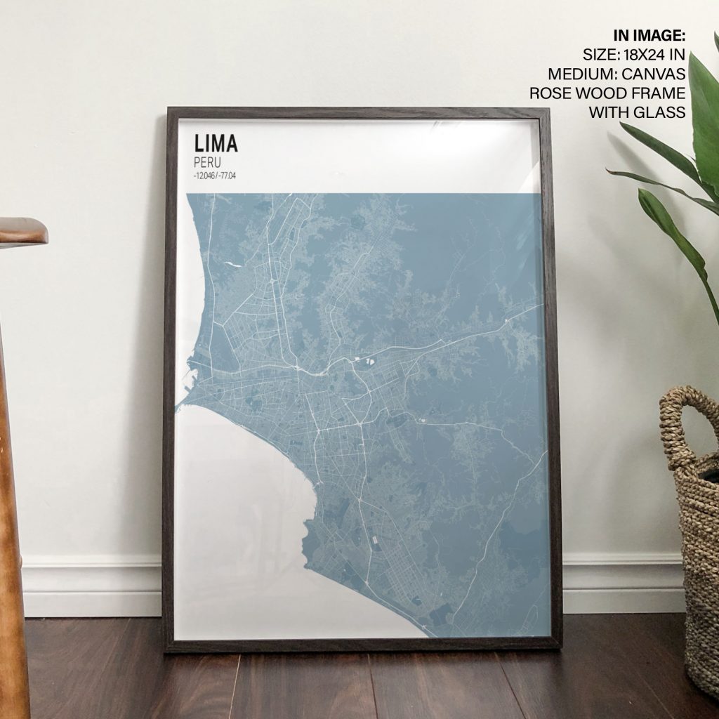 LIMA PERU -12 046 -77 04 - City Map – Wall Painting