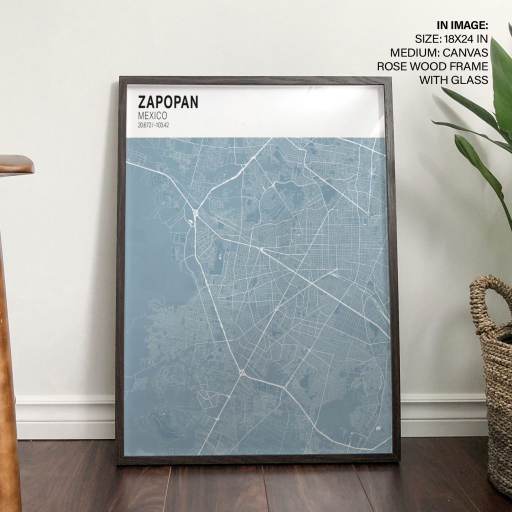 Minimalist Zapopan Map – Home Decor