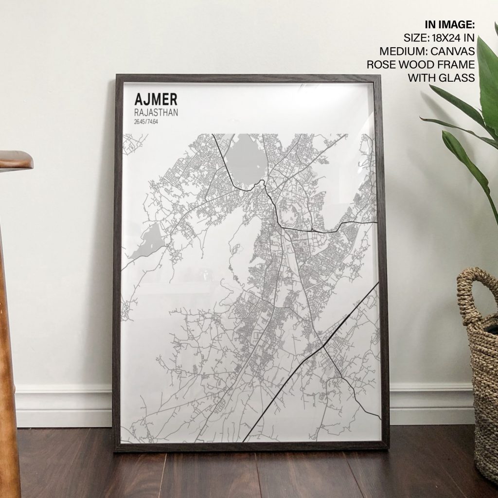 Minimalist Ajmer Rajasthan Map – Home Decor