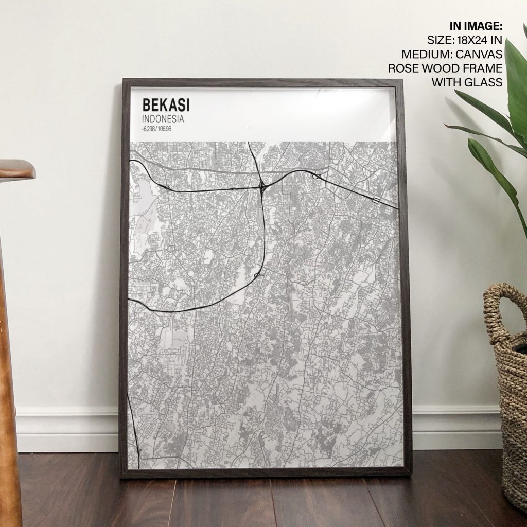 Minimalist Bekasi Indonesia Map – Wall Art