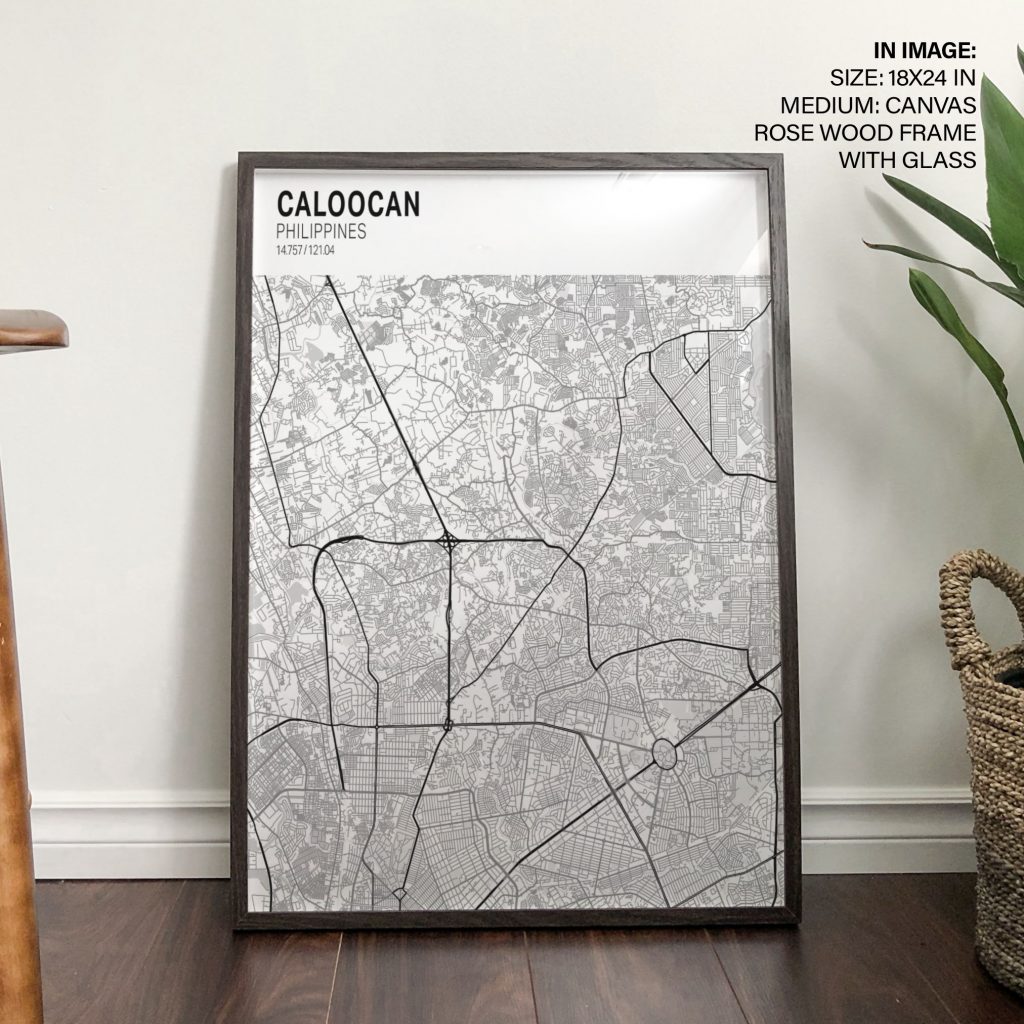 Minimalist Black White Caloocan Map – Wall Art
