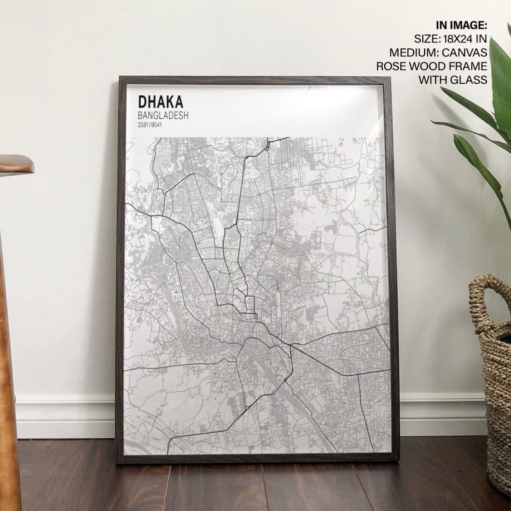 Minimalist Dhaka Bangladesh Map – Wall Hanging
