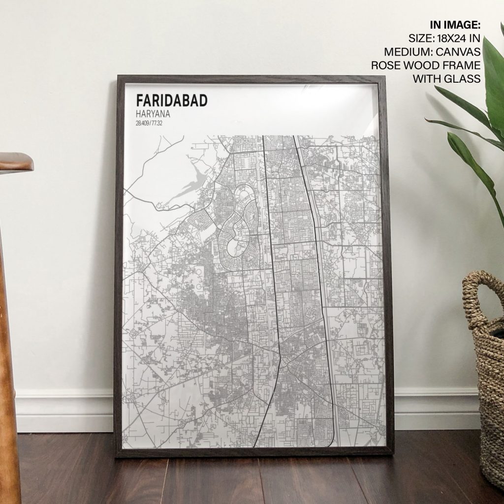 Minimalist Faridabad Map – Home Decor