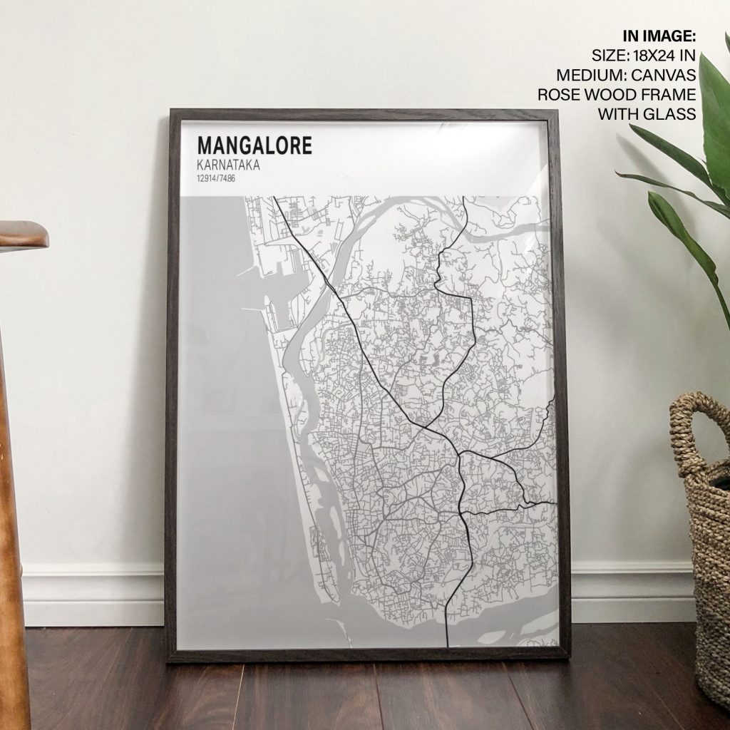 Minimalist Mangalore Karnataka Map – Wall Painting