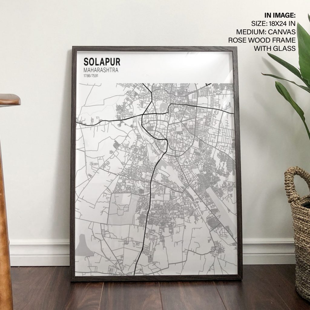 Minimalist Solapur Map – Wall Painting