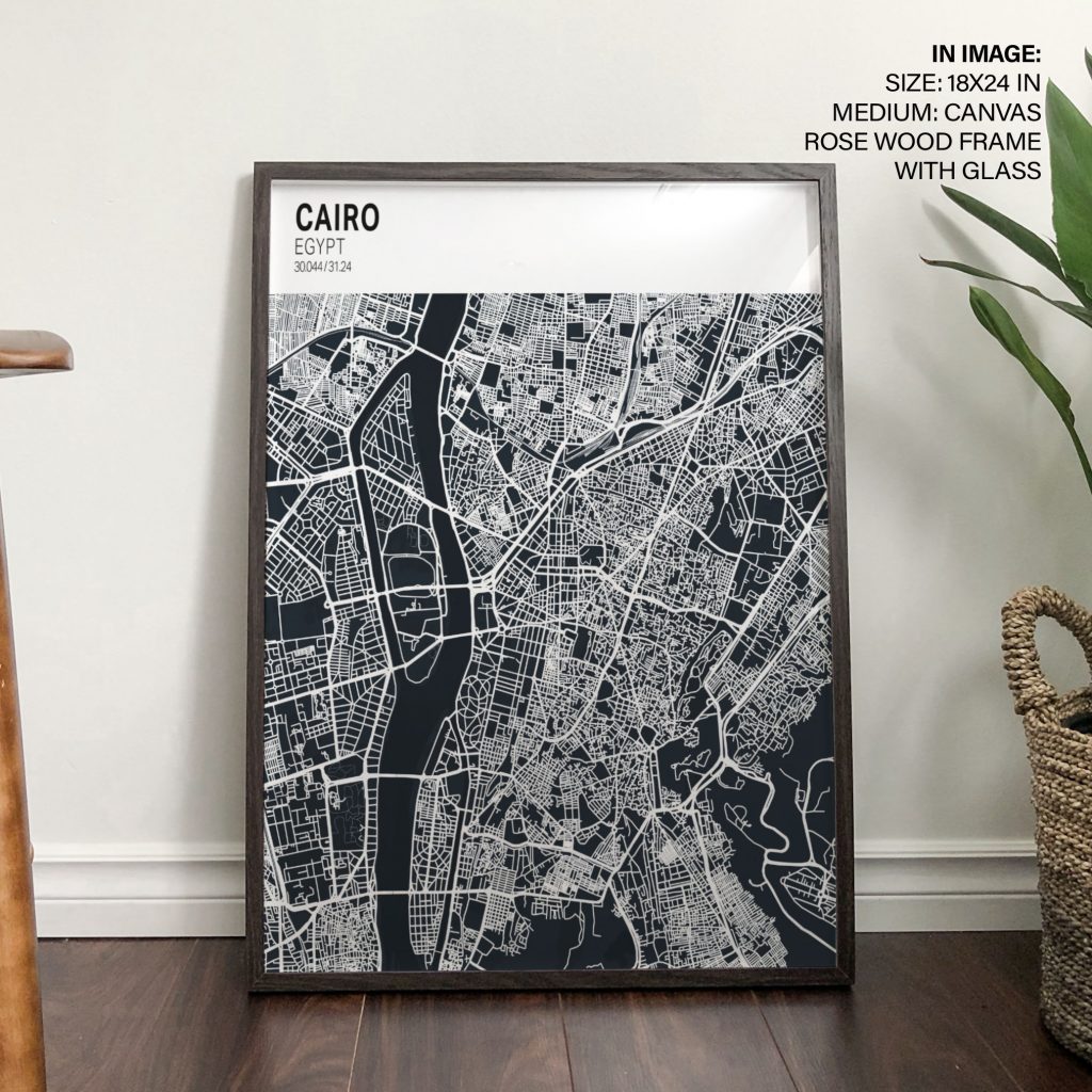 Minimalist Cairo Map – Wall Decor