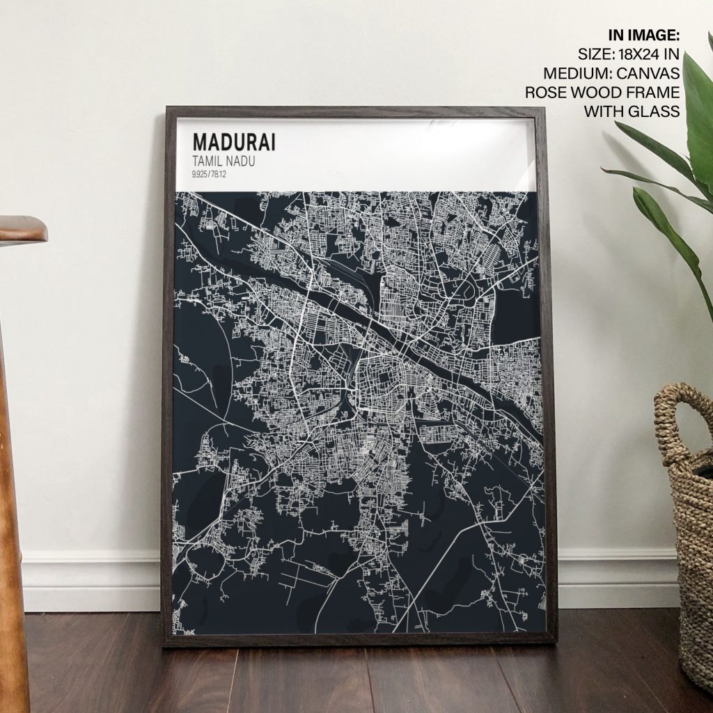 MADURAI TAMIL NADU 9 925 78 12 - City Coordinates Map – Wall Art