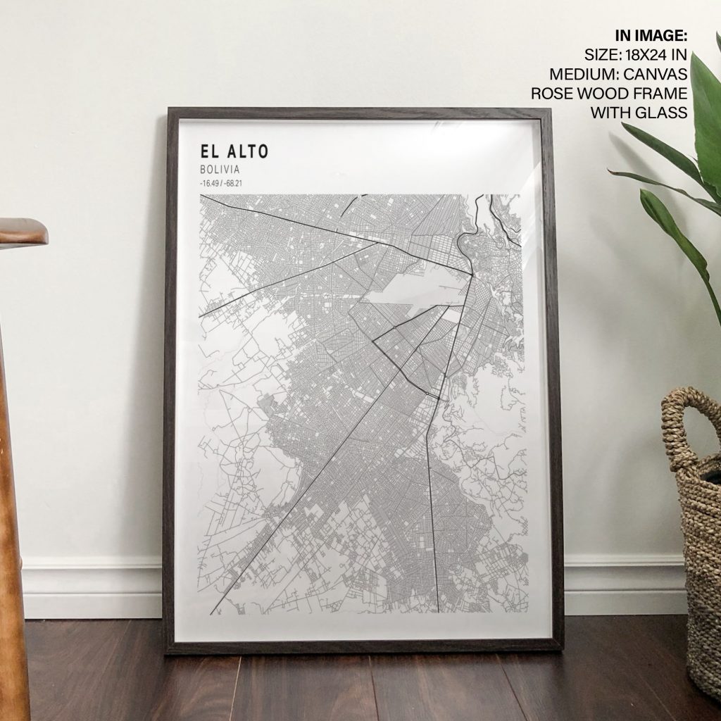 Minimalist El Alto Bolivia Map – Wall Art