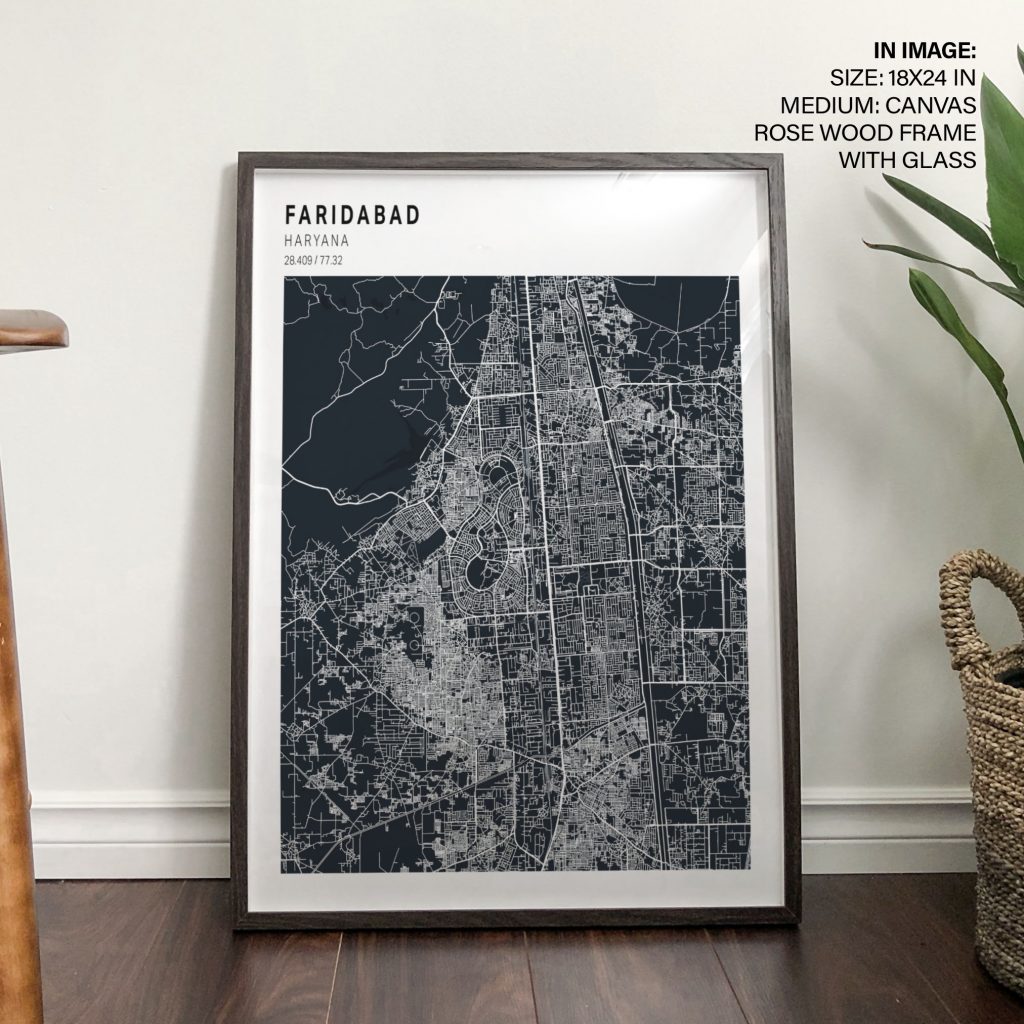 Modern Faridabad City Map – Wall Art