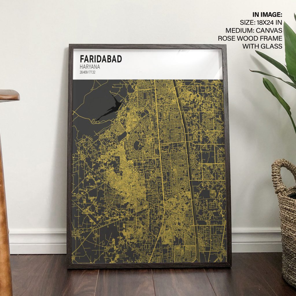 Modern Faridabad Haryana Map – Wall Art